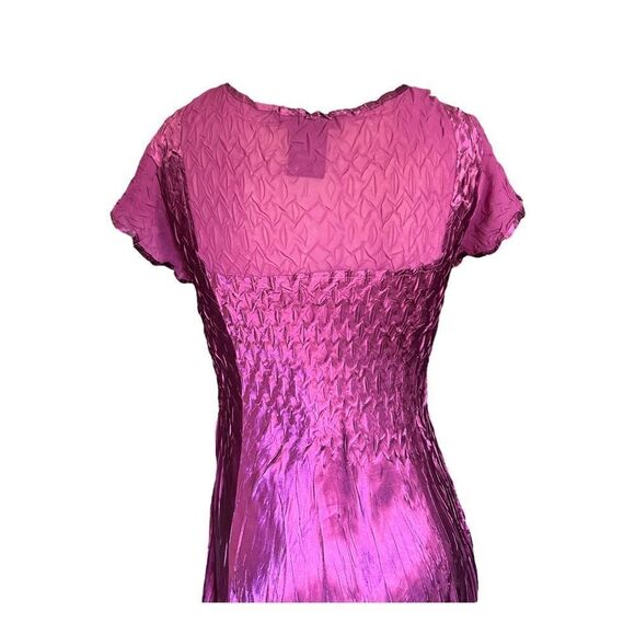 S.L. Fashions Taffeta Dress A Line Midi Sheer Lace Scoop Neck Purple S - Picture 5 of 8